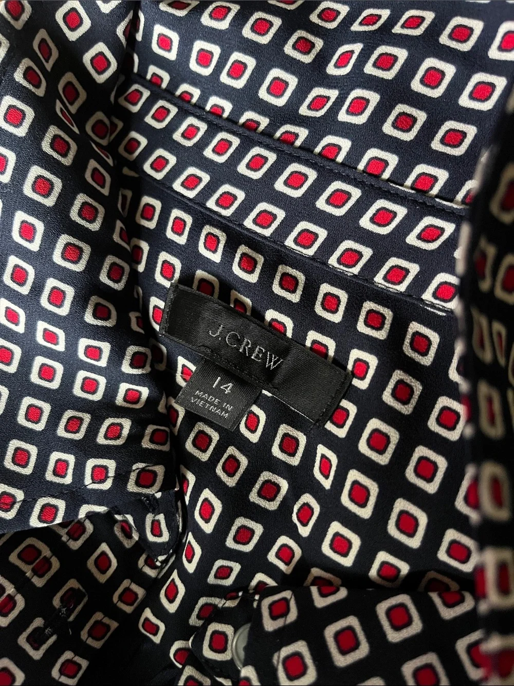 J. Crew Navy, Red, and White Geometric Maxi Dress NWT